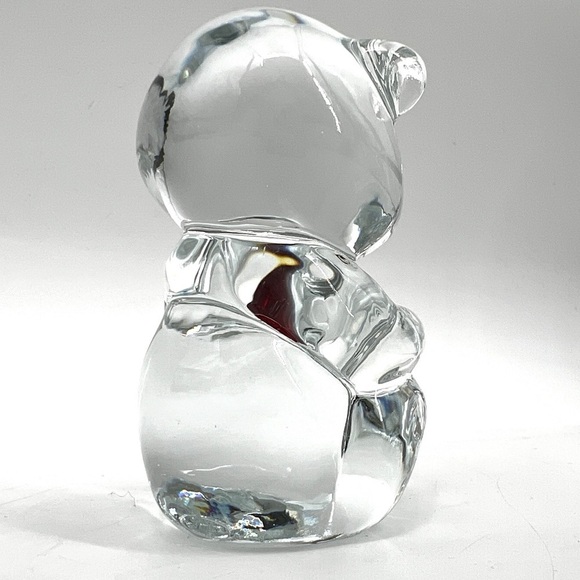 Vintage Fenton Red Ruby Heart Fenton Clear Glass Birthday Teddy Bear Figurine - Picture 8 of 15